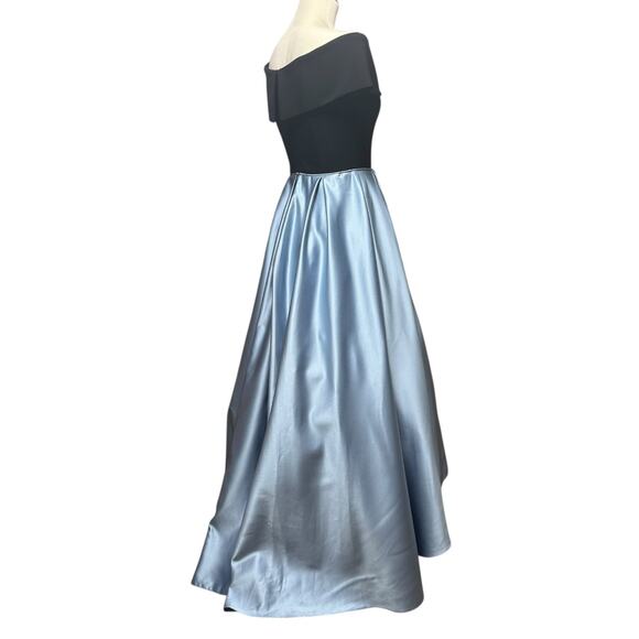 Betsy & Adam Off the Shoulder Hi-Low Dress Black Light Blue 6 - Picture 6 of 7